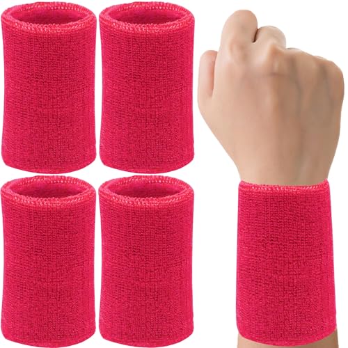 Image of 6 Inch Wrist Sweatbands Tennis Wrist Bands Absorbent Sweat Band for Men and Women Sport Long Wrist Bands, Breathable Cotton Athletic Sweatbands for Basketball, Workout, Running (4 Pack)