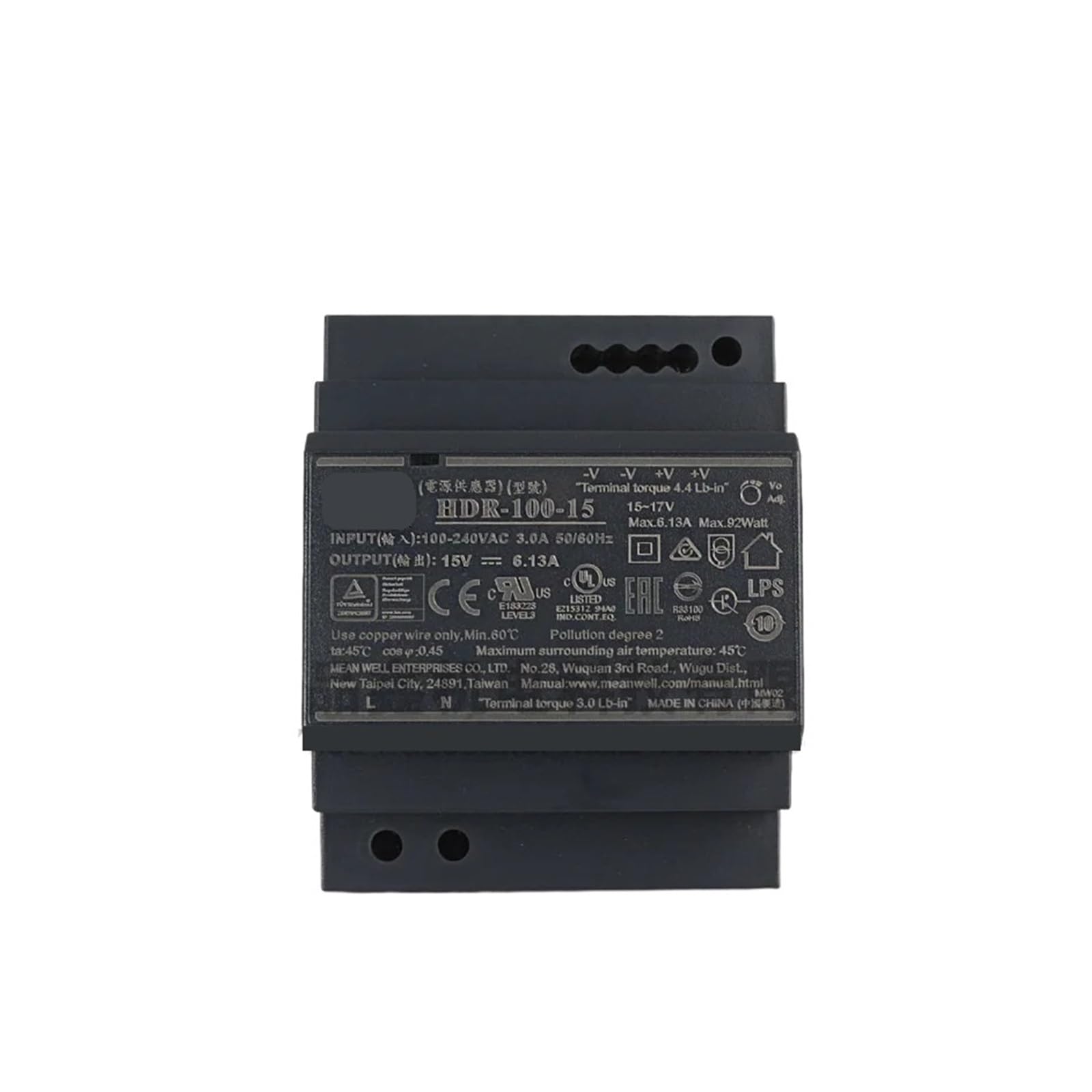 Alimentation HDR-100-48N transformateur rail DIN 100W efficace