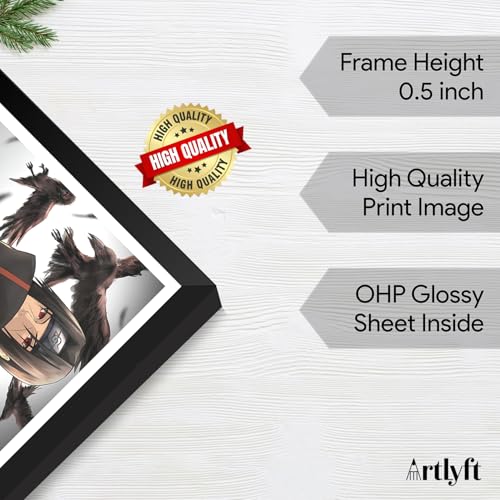 Image of ArtLyft Demon Slayer Anime Wall Frame A4 | Rengoku Quote Poster Frame | Motivational tanjiro - renguko Wall Art | Otaku Room Decor | Anim Lover Gift (Uchiha Itachi)
