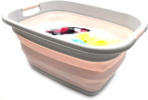 Miniatura 6 de SAMMART - Canasta plegable de plástico para ropa sucia, recipiente de almacenamiento  organizador, tina de lavado portátil, para ahorro de espacio