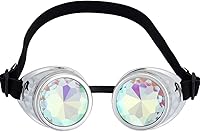 Vista 29 de Gafas caleidoscopio para raves trippy psicodélico steampunk con lentes de cristal de difracción de prisma arcoíris Negro
