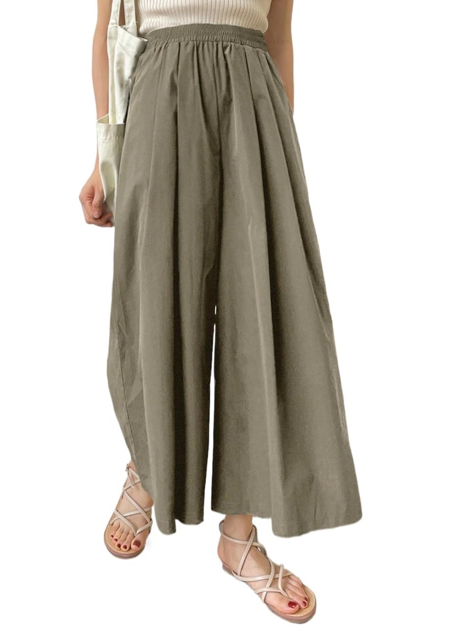 RAISER Womens Business Work Casual Pants Womens Pleated Elastic Waist Wide Leg Pants