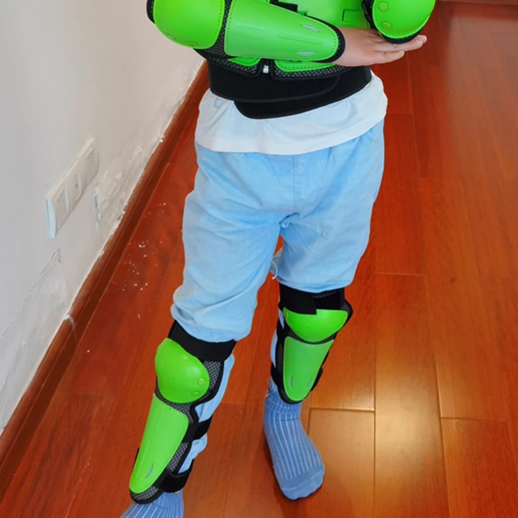 Armadura Corporal de Motocicleta Verde Durante 5-13 años, Armadura Corporal, Chaleco de Armadura Corporal de Motocross para niños con Almohadilla de Rodilla y Almohadilla de molienda de Motocicleta