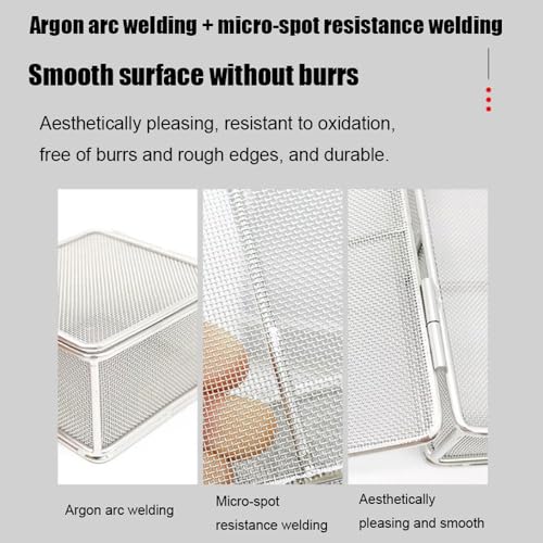 Cesta de esterilización con tapa, malla de acero inoxidable para limpieza y autoclave, diseño de grado hospitalario