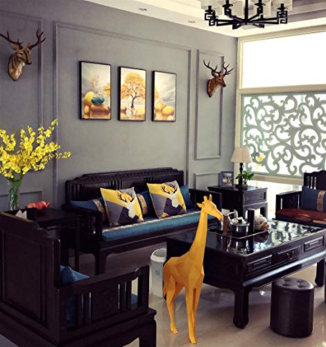 Rtggsel Retro Faux Stag Wall Mount Mule Deer Simulated Resin Taxidermy Animal Head Ornament Fake Deer Head Sculpture Wall Decor (16.9" X 15.7" X 9.8" #TOP6