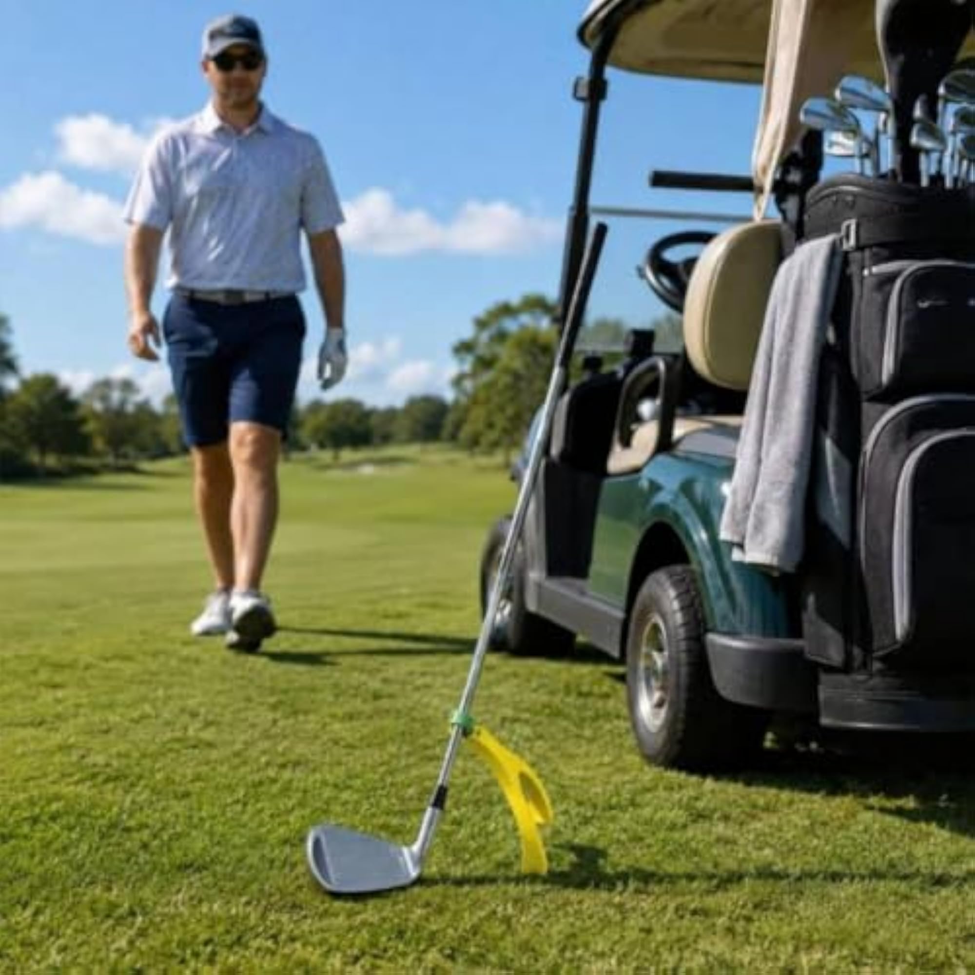 Foldable Golf Club Holder with Clip, Lightweight Carry Stand