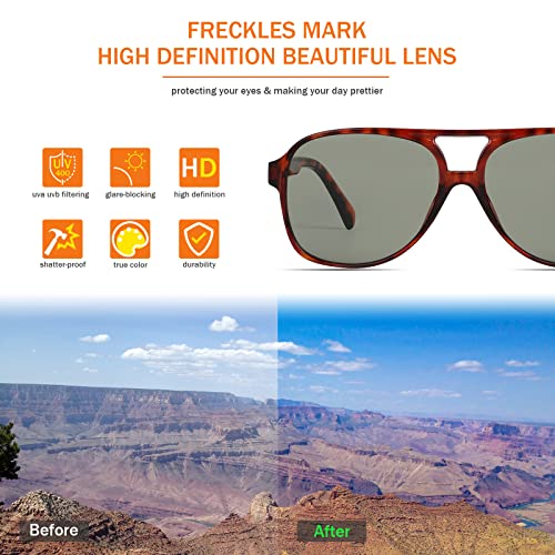Image of Freckles Mark Vintage Retro 70s Sunglasses for Women Men Classic Large Square Aviator Trendy Glasses