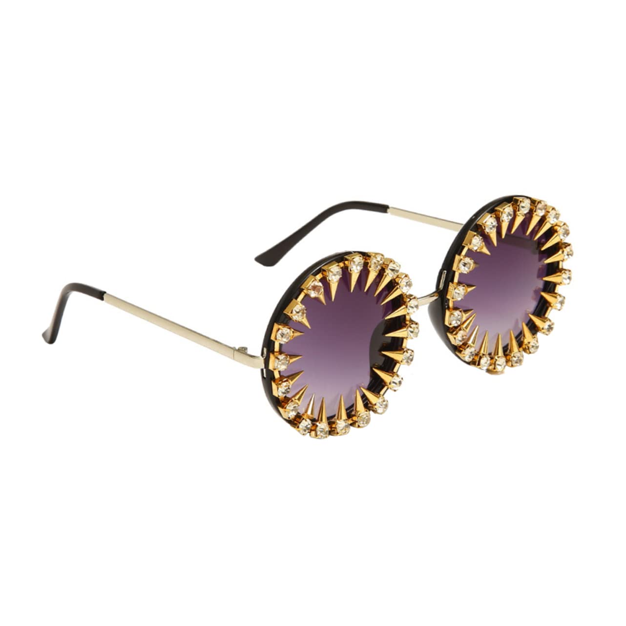 BESPORTBLE Occhiali da sole occhiali di moda anni '70 a forma di retrò annata sunglasses occhiali con rivetti borchiati occhiali rivettati occhiali alla moda occhiali per donna PC Black