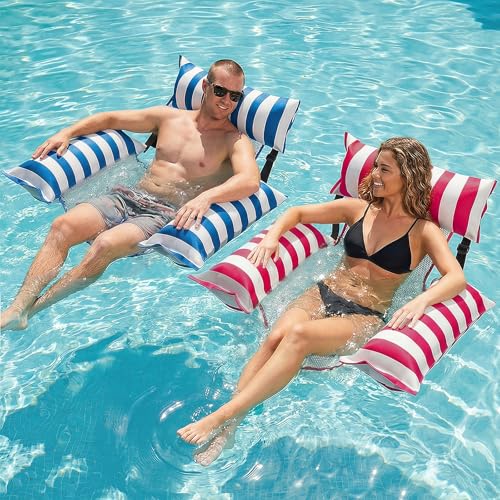 Jasonwell Inflatable Pool Floats Adult - Fabric Pool Floaties Chair Lake Beach Floating Lounger Chair Swimming Pool Noodles Water Hammock Float Mesh Party Floaty Toys Fun for Adults Heavy Du