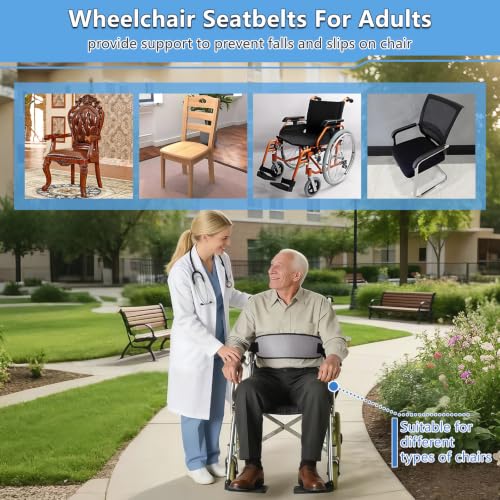 Image of Wheelchair Seatbelt,Wheelchair Harness for Adults,Safety Belt for the Elderly,Adjustable Straps for Dementia Patients Falling Out Prevention,Adults,The Elderly,Pregnant,Paralyzed(Gray)