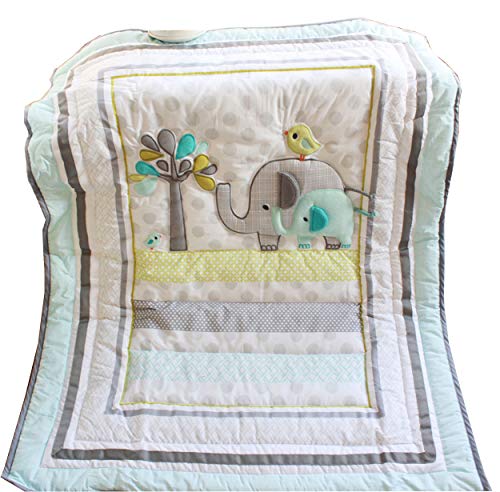Baby Cotton Blanket - Crib Cute Elephant Pattern Cradle Comforter for Newborn Babies