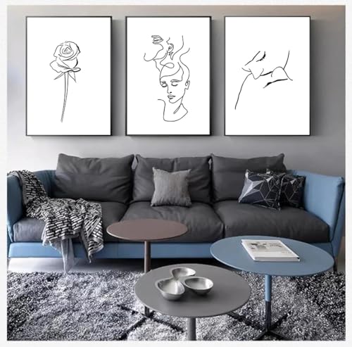 Peinture art visage lignes affiches impressions personnalisables toile