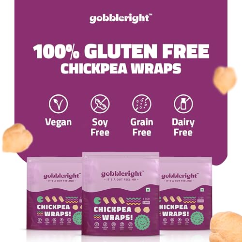 Image of GOBBLERIGHT Almond Wraps & Chickpea Wraps Bundle | Pack of 2 Each (12 Wraps) | Gluten-Free, Vegan, Dairy-Free | Perfect for Tacos, Burritos, Shawarmas | Healthy, Low-Calorie, Keto-Friendly Tortilla Wraps