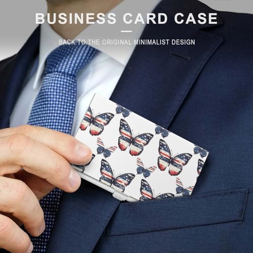 American Flag Butterfly Business Card Holder Pocket Business Card Case Metal Case Name Card Holder Men Women3