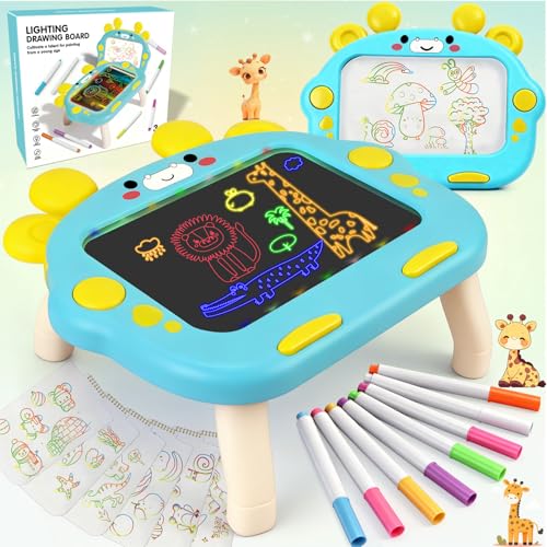 LumenVela Pizarra Led Niños, Pizarra Magica Infantil Tablero Acrílico Luminoso con 8 Colores Bolígrafocon y 8 Modos de Iluminación, Tablero de Notas LED Limpiable Regalo para Niños y Niñas de 3 a 8 Añ