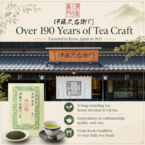 Image of ITOHKYUEMON KYOTO Uji Sencha Green Tea KISENYAMA, 0.17 lb Premium Japanese Loose Leaf Tea JAPAN