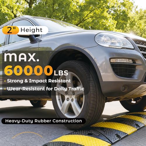 Image of BESEA 36 inch Rubber Speed Bumps for Driveway 2 Pack, Portable Heavy Duty