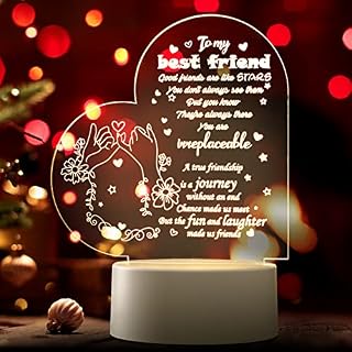 Xencca Friend Gifts for Women, Bestie Gifts Acrylic USB Night Light for Birthday Gifts, BFF Thanksgiving Chrismas Holiday Friendship Gifts