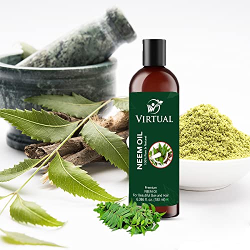 Image of VIRTUAL Pure & Natural Neem Oil For Skin, Face and Hair Care (180 ml)-Pack of 2
