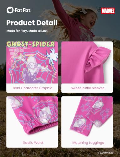 Image of Disney Girls Outfits Long Sleeve Lightweight Shirt +Leggings Clothing Sets | Officially Licensed丨Toddler Girl Fall Clothes丨Cute Character Print丨Soft Stretch Fabric丨Ruffle Detail丨Lightweight Wear