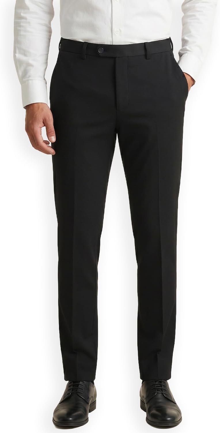 Peter England Men's Slim Fit Mid Rise Formal Stretchable Knit Super Trouser | Comfort Lycra | 360-Degree Stretch