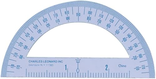 Charles Leonard Transportador, centro abierto, 6 pulgadas, plástico transparente en colores variados, 1 unidad (80600) Paquete de 10