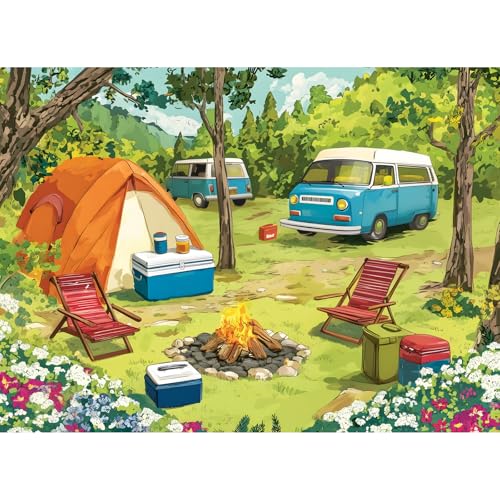 300 Piece Puzzles for Adults, Camping Scene with Tent and