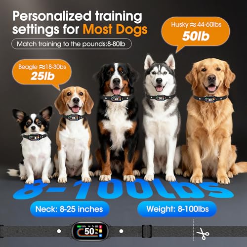 Dog Bark Collar for Small Medium Large Dogs 10-100lbs, Automatic Bark Device with Anti-False Trigger & Bark Count Tracking, 4 Training Modes and 8 Sensitivity to Effectively Stop Barking, Black - Image 8