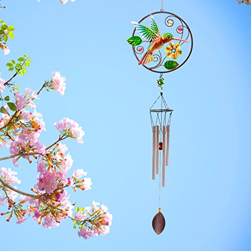 image for CREATIVE DESIGN Wind Chimes, 32''H Hummingbird Wind Chimes, Portable M