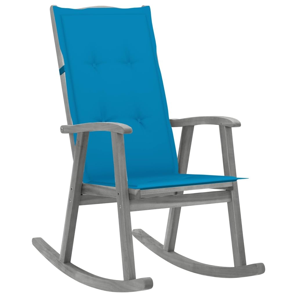 Fauteuil à bascule en acacia massif gris, l'art du farniente authentique au jardin
