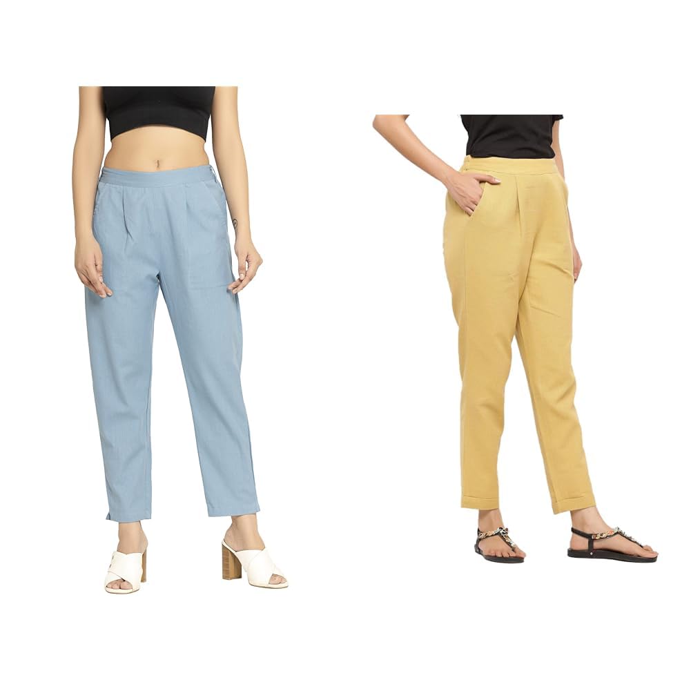 digital shopee Women Cotton Trouser Pant Regular Fit for Office School Formal Casual Daily Use (Pack of 2)-picture-27