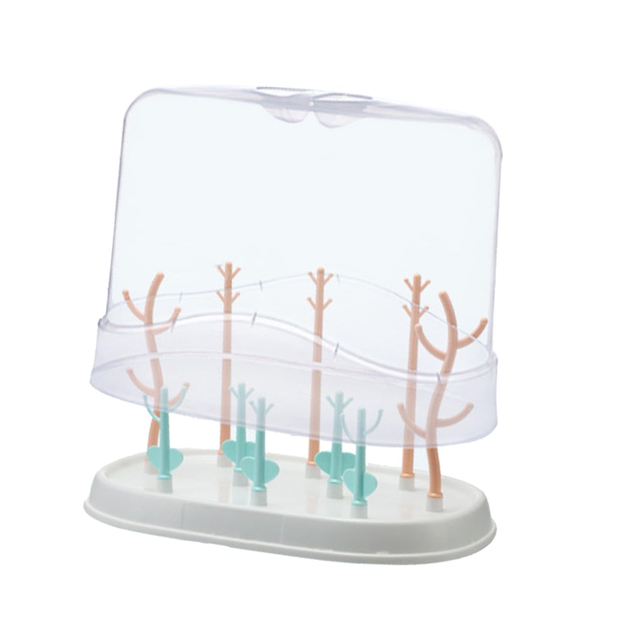 ORFOFE Séchoir à Biberons Support en PP avec Couvercle de Branches Multifonction Rangement Pratique pour Biberons et Tasses pour Mamans Organisées