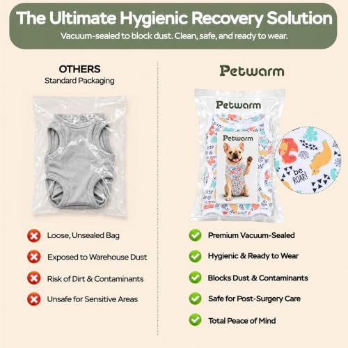 Image of PetWarm Dog Surgery Suit, Dog Surgical Recovery Suit, E Collar Alternative for Dogs After Surgery, Abdominal Wounds Bandages Female Male Onesie for Dogs Spay Neuter, White, L