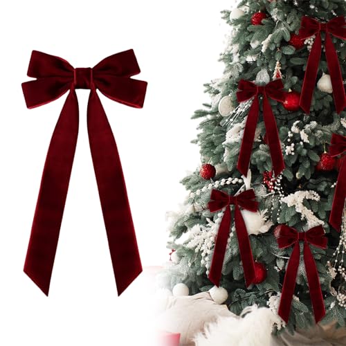 12PC Tannenbaum Schleifen Samt, Schleifen Samt Christbaum,Samt...