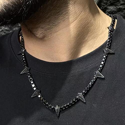 Black Panther Necklace for men diamond necklace for men black necklace for men Rapper chain iced out chain Diamond chain Cubic zirconia necklace Gift box packaging(22in)3