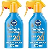 NIVEA SUN Protege & Broncea Spray Solar FP20 (1 x 270 ml),pistola (Paquete de 2)