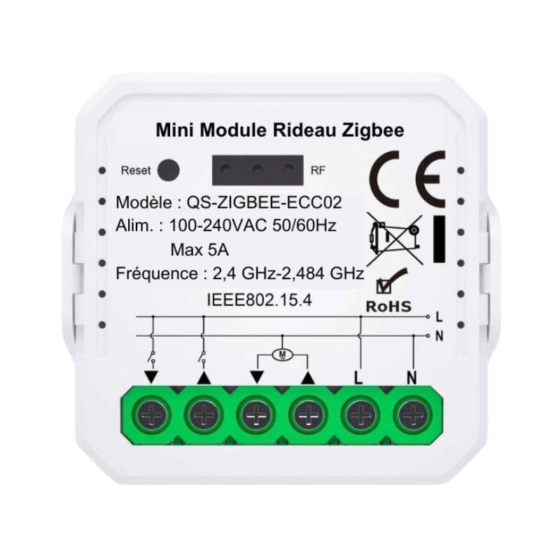 Module Interrupteur pour Volet Roulant Zigbee (2 pièces) + passerelle Zigbee