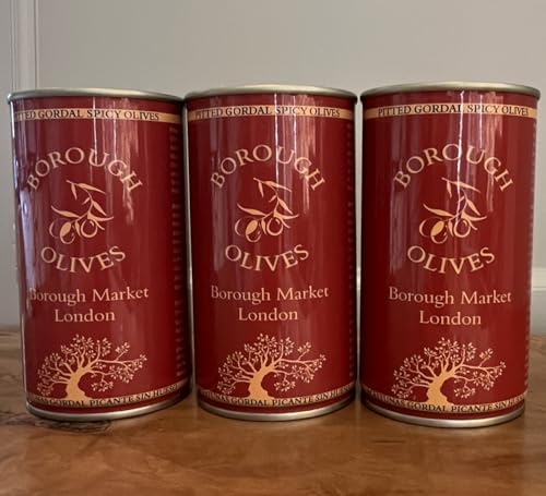 Borough Olives Pitted Green Gordal Spicy Olives, 3 x 350g