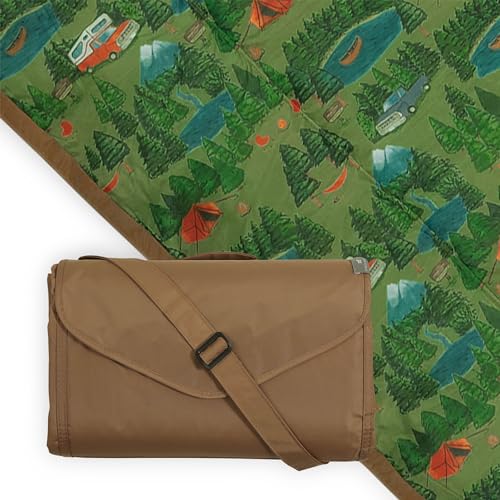 Image of Little Unicorn 5'x5' Outdoor Family Picnic & Beach Blanket | Durable & Water-Resistant Fabric | Compact Fold & Easily Wipes Clean | Zipper Pocket (Camp)