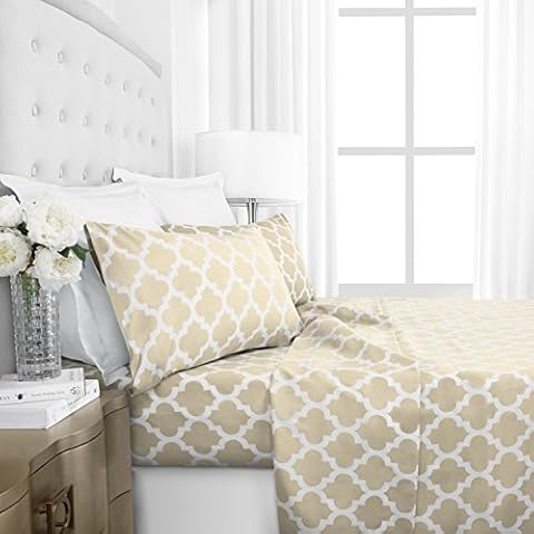 Italian Luxury Full Size Sheets & Pillowcase Set w/ Deep Pockets - Microfiber Bedding Sets,4pcs, - Machine Washable - Cream Cover