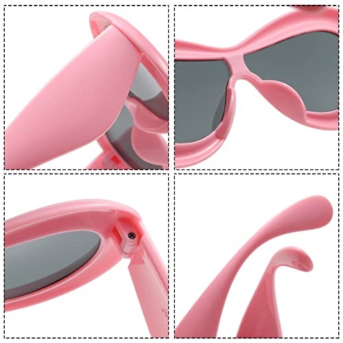 Long Keeper 2 Pair Oversized Oval Sunglasses Women Men Y2K Sunglasses Inflated Frame One Piece Lens Sun Glasses UV4004