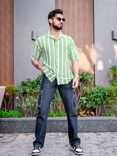 Image of Maniac || Mens || Striped || Collared Neck || Half Sleeve || Popcorn Knitted || Shirt