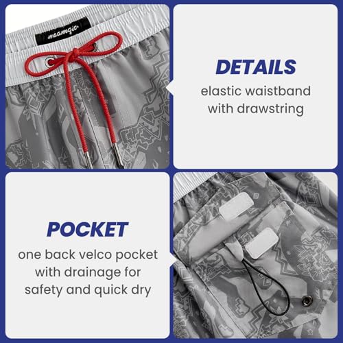 Image of maamgic Mens Boys Short 80s 90s Vintage Swim Trunks with Mesh Lining Quick Dry Swim Suits Board Shorts