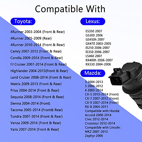 Windshield Washer Pump, Windshield Washer Fluid Pump With Grommet Compatible With Toyota, Lexus, Mazda, Nissan, Honda, Replaces Oem #: 85330-60190, 85330-Ae010, 85330-60180, 85330-21010 #TOP5