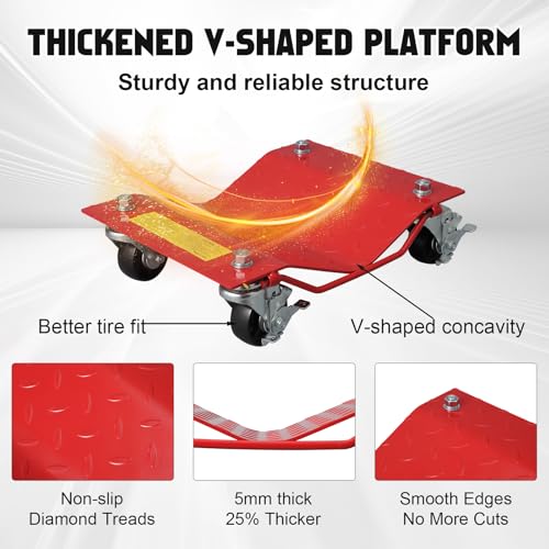 Car Dolly Set of 2,Wheel Dolly,6000LBS Heavy Duty car Dolly,Garage Dolly with Wheels,Car Mover,Car Skates with Brakes,for Moving Cars, Trucks, Trailers, Motorcycles, and Boats