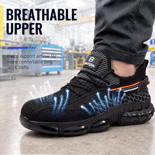 Image of Steel Toe Work Shoes for Men Lightweight Safety Shoes with Puncture Resistant Sole Comfortable Construction Industrial Work Shoe for Warehouse