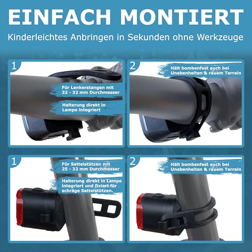 WIDDER Fahrradlicht Vorne & Hinten als Set [Sehr Hell 90 Lum LED] - Fahrrad Licht USB C Aufladbar - Fahrradlichterset Front & Rücklicht StVZO Zugelassen - Fahrradbeleuchtung Rennrad MTB Kinderfahrrad