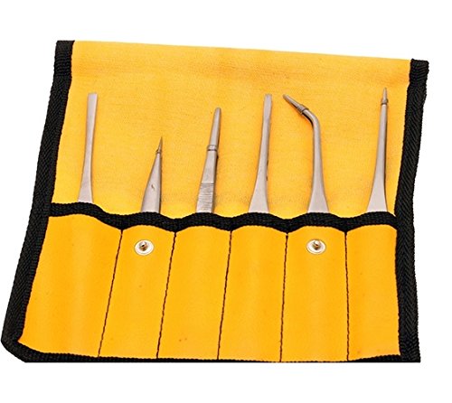 Aven 18472, 6-Piece Tweezers Set in Plastic Pouch, 12 Sets