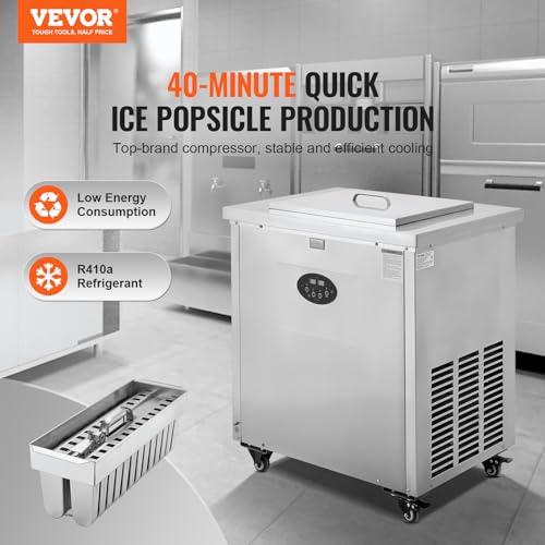 VEVOR Kommerzielle Eismaschine, Einzelform-Set – 40-teilige Eismaschine, Kommerzielle Eismaschine aus Edelstahl für den Stiel, Eismaschine für Eisstäbchen für Bars, Cafés, Milchteeläden – Bild 3