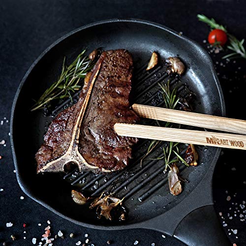Mr.art Wood Long Wooden Bbq Tongs (Pack Of 2), 11.8" Length - Made In Europe, Best For Grilled Meat, Steaks, Fruits, Vegetables Or Bread & Toaster At Kitchen, 100% Natural Ash Wood #TOP5